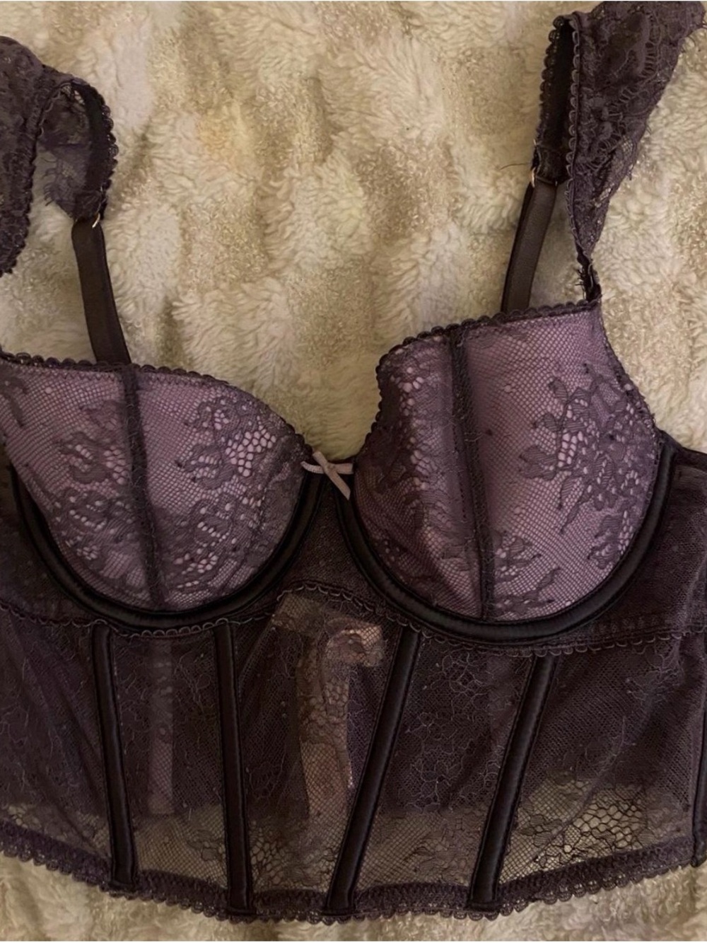 Lace Longline Bustier corset top— Plum